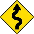 (W12-2.4/PW-23) Series of curves ahead, first to right
