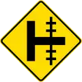(W15-1.1/PW-13.1) Railway level crossing on side road to right