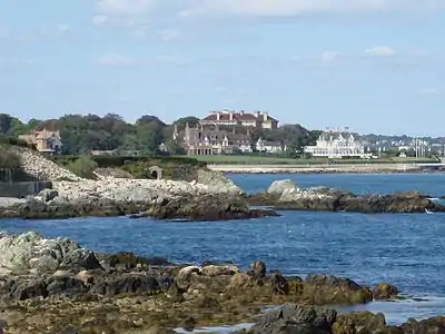 The Newport Cliff Walk is considered one of the top attractions in Newport, Rhode Island. It is a 3.5-mile (5.6 km) public access walkway that borders the shore line, and it has been designated a National Recreation Trail.