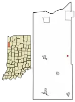 Location of Mount Ayr in Newton County, Indiana.