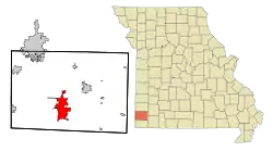 Location of Neosho, Missouri