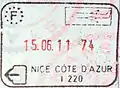 Exit stamp for air travel, issued at Nice Côte d'Azur Airport