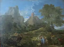 Nicolas Poussin's pastoral "Landscape with Polyphemus", 1649.