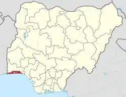 Location of Lagos State in Nigeria