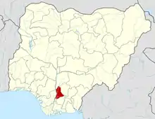 Map of Nigeria highlighting Anambra State