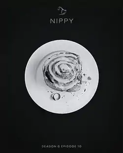 Poster for the episode featuring a Cinnabon cinnamon roll and ring.