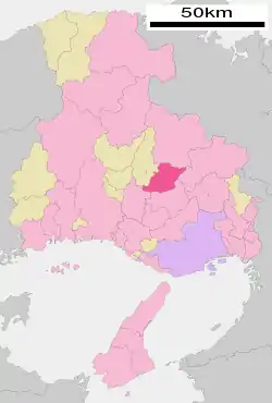 Location of Nishiwaki in Hyōgo Prefecture