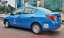 Image 43Nissan Almera taxi, belonged to Pusaka taxi company, spotted around Bundaran HI, Jakarta, Indonesia. The Almera is also only available for taxi fleet use. It was phased out in 2019, some converted into normal private cars. (from Transport in Jakarta)