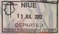 Exit stamp at Niue International Airport