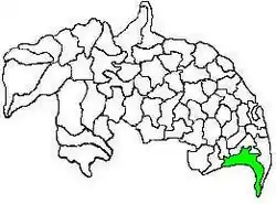 Mandal map of Guntur district showing  Nizampatnam mandal (in green)