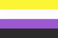 Yellow, white, light purple, and black stripes.