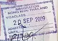 Entry stamp issued at First Thai–Lao Friendship Bridge in a Thai passport