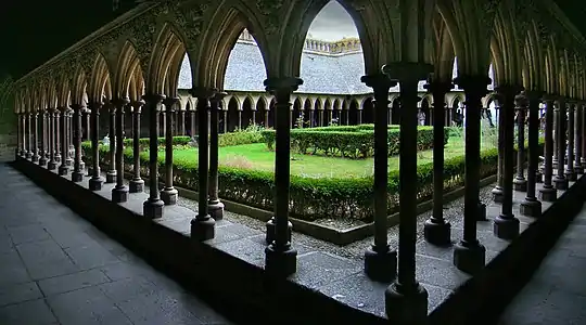 The Gothic cloister of Mont-Saint-Michel Abbey (12th century)