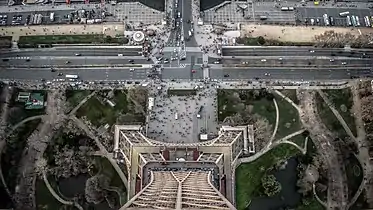The north end of Champ de Mars and Quai Branly - As viewed from the Eiffel Tower (2016)