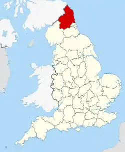 Location of Northumberland within England