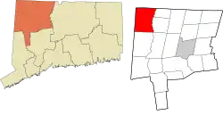 Salisbury's location within the Northwest Hills Planning Region and the state of Connecticut