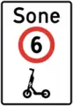 Speed limit zone for small electric vehiclesSpeed limit of 6&nbsp;km/h (3.7&nbsp;mph) for small electric vehicles until of end of speed limit zone.