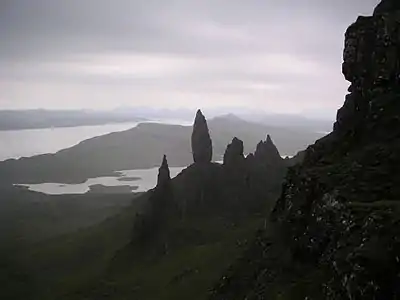 Image 15The Old Man of Storr is a rock pinnacle, the remains of an ancient volcanic plug. It is part of The Storr, a rocky hill overlooking the Sound of Raasay on the Trotternish peninsula of the Isle of Skye.Photo credit: Wojsy