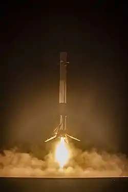 The landing of the first stage of a Falcon 9 Full Thrust rocket