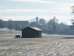 Obersöchering seen from the northwest on a winter morning
