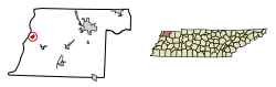 Location of Samburg in Obion County, Tennessee.