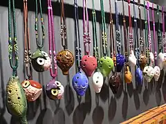 Owl-shaped ocarinas on sale in a shop in Taiwan.