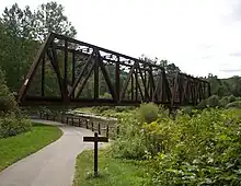 "Railroad Bridge with Oil Creek Bike Trail"