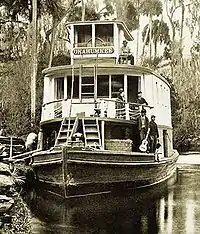 Image 69An 1890s photo of the tourist steamer Okahumke'e on the Ocklawaha River, with black guitarists on board (from Origins of the blues)