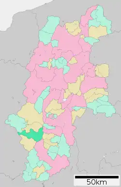 Location of Ōkuwa in Nagano Prefecture
