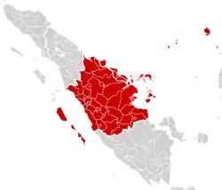 The estimate location of the Kandis Kingdom in the western-central Sumatra (part of modern-day West Sumatra, Jambi, and Riau)