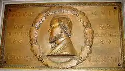 Bas relief of Oliver Ames, Jr., Ames Free Library, North Easton, Massachusetts (1883).