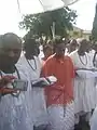 HRM Folagbade stepping out of the Palace to pay homage to Queen Oronsen during the 2013 Igogo festival
