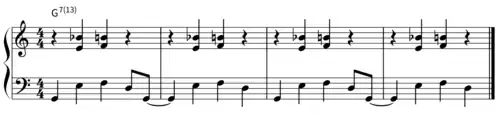 Music notation for Bolivia by Cedar Walton. The "A" section is played over a G7(13).