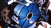 George device being mounted within it's shot-tower.