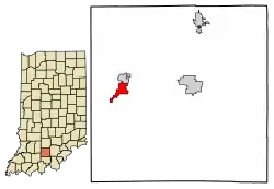 Location of French Lick in Orange County, Indiana.