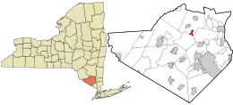 Location of Orange County, New York (left) and of Maybrook in Orange County (right)