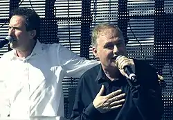 Co-founders Andy McCluskey (left) and Paul Humphreys performing at Corona Capital in Mexico City, 2011