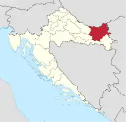 Osijek-Baranja County within Croatia