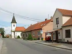 Centre of Otmarov with the Chapel of Saint Othmar and municipal office