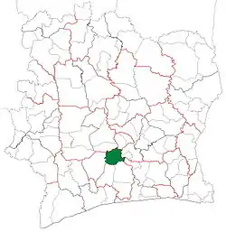 Location in Ivory Coast. Oumé Department has retained the same boundaries since its creation in 1980.