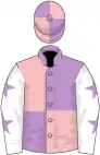 Mauve and pink (quartered), white sleeves, mauve stars