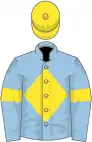 Light blue, yellow diamond on body