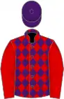 RED and PURPLE DIAMONDS, red sleeves, purple cap