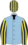 Light Blue, Dark Blue and Yellow striped sleeves and striped cap