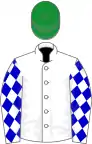 White, light-blue cross-belts, diamonds on sleeves, green cap