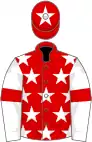 Red, white stars, white sleeves, red armlets, red cap, white star