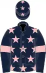 Dark blue, pink stars, armlets and stars on cap