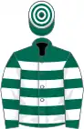 Dark green, white hoops