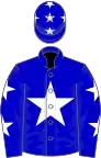 Blue, white star, white stars on sleeves and cap