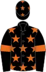 Black, orange stars, armlets and stars on cap